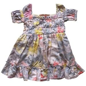 JessaKae Kaleidoscope Dress Toddler 12-18M Watercolor Floral Smocked Puff Sleeve